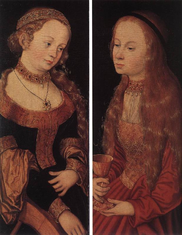 CRANACH, Lucas the Elder St Catherine of Alexandria and St Barbara sdg oil painting image